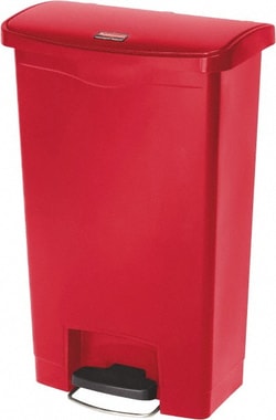 MSC&nbsp;Rubbermaid Trash Can, 13 Gallon, Resin, Rectangle, Red