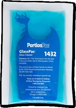 MSC&nbsp;PortionPac Chemical Glass Cleaner, Streak-Free, Biodegradable, VOC-Free, Green Seal GS-37