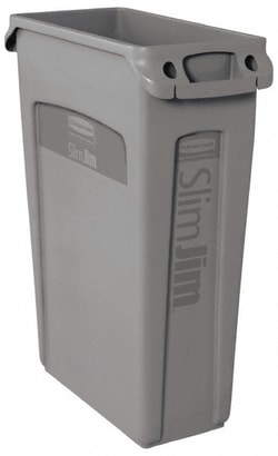 MSC&nbsp;Rubbermaid Decorative Indoor Waste Receptacle, 33 gal, Rectangle, Gray