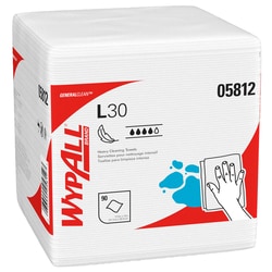 MSC&nbsp;WypAll Shop Towel/Industrial Wipes, 76 Sheet/Pack, Poly Pack, White, Quarter-fold