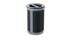 MSC&nbsp;Rubbermaid Commercial Dual Stream Waste Receptacle, 23 gal, Stainless Steel, Pearl Gray, Round