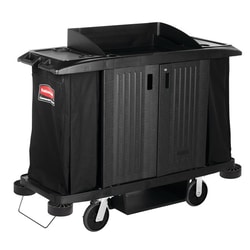 MSC&nbsp;Rubbermaid Housekeeping Cart, Full Size, With Doors, Black