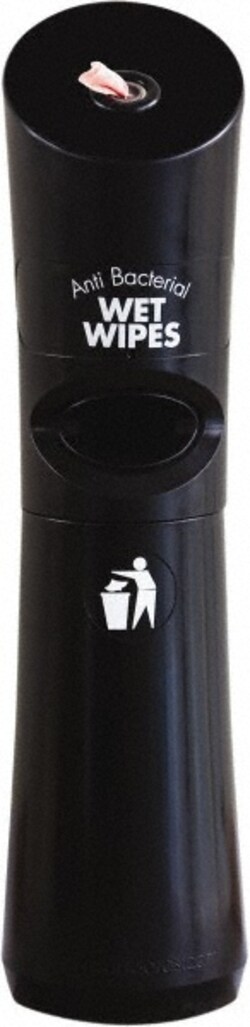 MSC&nbsp;Addgards Manual Wipe Dispenser, Polyethylene, Black, Free-Standing with Integrated Bin