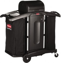 MSC&nbsp;Rubbermaid Housekeeping Cart, Black, Double Bag Capacity, Lockable, 8 in Wheels