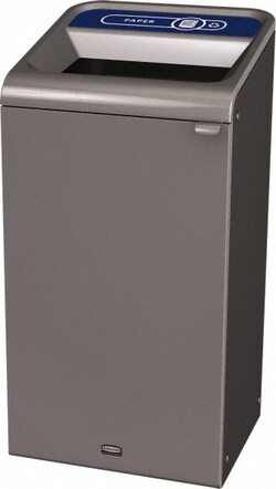 MSC&nbsp;Rubbermaid Decorative Indoor Waste Receptacle, 23 gal, Rectangle, Metal, Gray