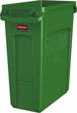 MSC&nbsp;Rubbermaid Trash Can, 16 gal, Rectangle, Polyethylene, Green