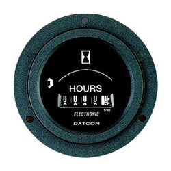 MSC&nbsp;Datcon Electronic Hourmeter, 10-32 VDC, 9,999.9 Hour Range, Black Bezel, 3-Hole Flange
