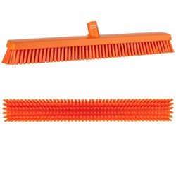 MSC&nbsp;Vikan Heavy-Duty Push Broom Head, 24.4 inch, Soft/Stiff Bristles, Orange