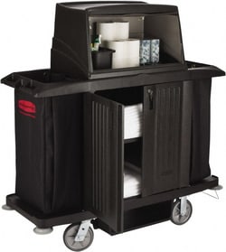 MSC&nbsp;Rubbermaid Janitor Cart, Full Size, Black, Lockable