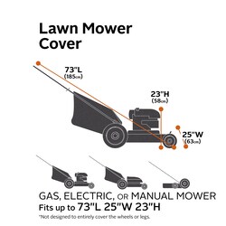 MSC&nbsp;Classic Accessories Walk-Behind Lawn Mower Cover, 73 x 25 x 23 in, Black