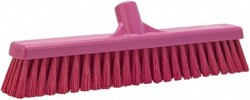 MSC&nbsp;Vikan Broom, Fine Particle, 16.1 in, Stiff Bristle, Pink