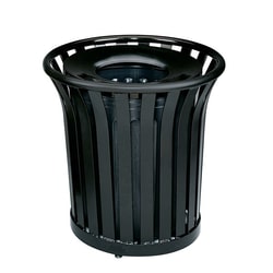 MSC&nbsp;Rubbermaid Decorative Trash Can, 36 gal, Steel, Open Top, Black