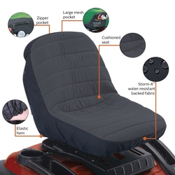 MSC&nbsp;Classic Accessories Tractor Seat Cover, 11-18 in H, Black/Grey