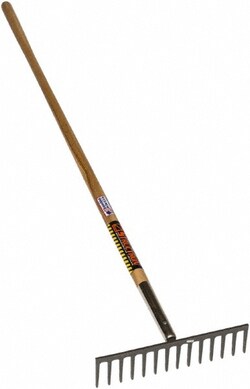 MSC&nbsp;SEYMOUR-MIDWEST Stone Rake, 66 in Straight Wood Handle, 14 Steel Tines