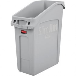 MSC&nbsp;Rubbermaid Trash Can, 13 gal, Rectangle, Gray, Plastic