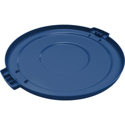MSC&nbsp;Carlisle Round Waste Bin Lid, 32 Gallon, HDPE, Flat, Blue