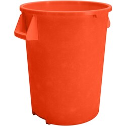 MSC&nbsp;Carlisle Trash Container, 20 gal, Round, Polyethylene, Orange