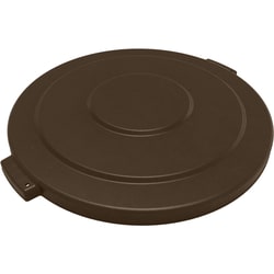 MSC&nbsp;Carlisle Round Trash Container Lid, 55 gal, Flat, Brown, HDPE