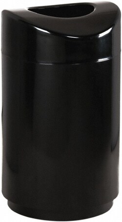 MSC&nbsp;Rubbermaid Eclipse Open Top Trash Can, 30 gal, Metal, Black, Round