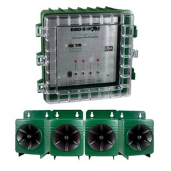 MSC&nbsp;Bird-X Electronic Bird Deterrent System, Ultrasonic, 4-Speaker, 3,600 sq. ft. Coverage