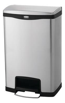 MSC&nbsp;Rubbermaid Step-On Container, 24 Gal, Stainless Steel, Front Step