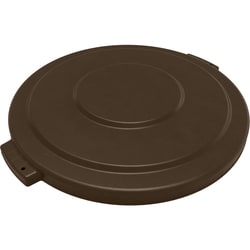 MSC&nbsp;Carlisle Round Waste Bin Trash Container Lid, 32 Gallon, Flat, HDPE, Brown