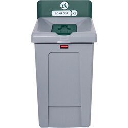 MSC&nbsp;Rubbermaid Recycling Station, 33 gal, Resin, Square, Compost Graphic