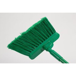 MSC&nbsp;Carlisle Duo-Sweep Angle Broom, Flagged, 56 inch, Polypropylene Bristle, Fiberglass Handle, Green