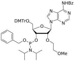 STA PHARMACEUTICAL US LLC&nbsp;2'-MOE A(Bz) OBn-amidite | 5 g | InChIKey DTGZERQULVAVCG-ZRPWMRNOSA-N | MW 969.088761998