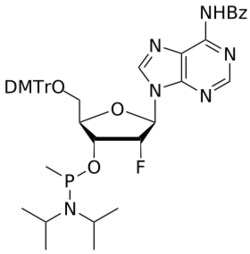 STA PHARMACEUTICAL US LLC&nbsp;2'-F A(Bz) Me-amidite | 200 mg | InChIKey UCNMOPCADOGMJE-GBNBITQMSA-N | MW 820.903165161