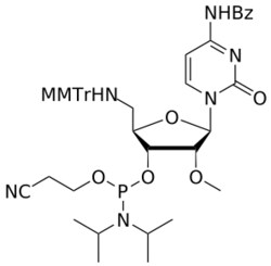 STA PHARMACEUTICAL US LLC&nbsp;2'-OMe 5'-amino(MMTr) C(Bz) amidite | 5 g | InChIKey RSGMAKSQDMZXIL-ZRLRMURESA-N | MW 832.938761998