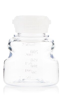Foxx Life Sciences&nbsp;EZBiopure Titanium Round Media Bottle, 250mL, PETG, single use wide mouth bottle, GL45 Neck with Cap, Sterile, 48/CS