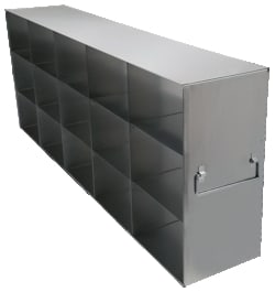 Alkali Scientific&trade; Upright Freezer Drawer Racks for Standard 3.75″ Boxes- Rack Only- 5 Boxes Deep x 3 Boxes High