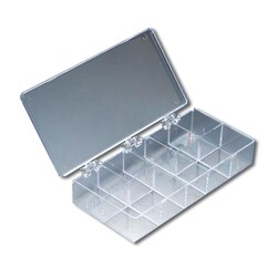 Alkali Scientific Omnibox for multiple uses, hinged lid, clear PS, 10 compartments, 183.00 x 97.00 x 33.00 mm, 1 each