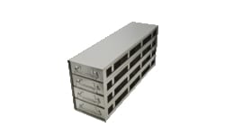 Alkali Scientific™ Upright Freezer Racks, 100-Cell Hinged Top Plastic Boxes, (4x3) 16 Box Capacity
