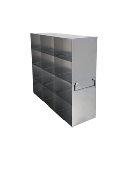 Alkali Scientific&trade; Upright Stainless Steel Freezer Rack (UFH50-34) for 50-Cell Hinged Top Plastic Boxes, 3 x 4 Configuration, 12 Box Capacity