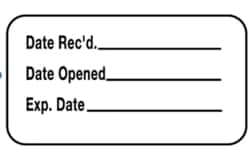 Alkali Scientific&nbsp;Date Rec'd/Date Opened/Exp Date Labels, Reagent / Analysis / Date Init.