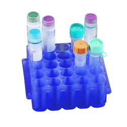 Alkali Scientific&nbsp;ASI&trade; Mini Multi tube Rack, Blue, holds 25 Microtubes & 16 x 0.5 or 16 x 0.2 on Reverse, 10/Pk