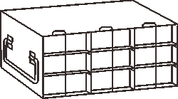Alkali Scientific&trade; Stainless Steel Upright Freezer Rack for 96-Well Microtube Boxes, 3 x 3 Configuration, 9 Box Capacity