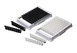 Alkali Scientific ASI™ Immunoplate 8-Well Strip, Flat Bottom, PS, No Lid, 100/Cs, Black, Unibinding