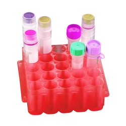 Alkali Scientific ASI™ Junior Multi tube Rack, Red, holds 25 Microtubes & 16 x 0.5 or 16 x 0.2 on Reverse, 10/Pk