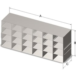 Alkali Scientific&trade; Stainless Steel Upright Freezer Rack for 96-Well Microtube Boxes, 6 x 4 Configuration, 24 Box Capacity