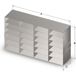 Alkali Scientific&nbsp;ASI&trade; 24 place (6 Tall, 4 Long) steel freezer rack for 2 inch boxes, 22.26 in Long x 5.5 in Wide x 12.59 Tall