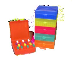 Alkali Scientific&nbsp;CellPro&trade; 100 x 1.5mL Tube Storage Box with Hinged Lid, 5/Pk, Orange