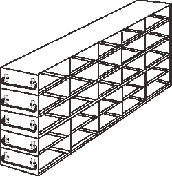 Alkali Scientific&trade; Stainless Steel Upright Freezer Drawer Rack for MATRIX Boxes, FluidX Boxes & Micronic Racks ,5x5 configuration, 25 Box Capacity