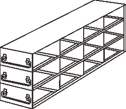 Alkali Scientific&trade; Stainless Steel Upright Freezer Drawer Rack for MATRIX Boxes, FluidX Boxes & Micronic Racks ,4x3 configuration, 12 Box Capacity