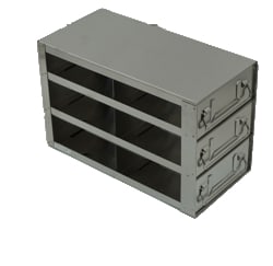 Alkali Scientific&trade; Upright Stainless Steel Freezer Drawer Racks for 2″ Cardboard Boxes 2x3 Configuration, 6 Box Capacity