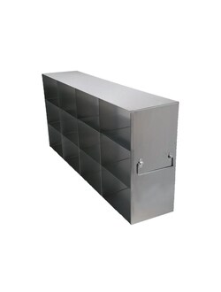 Alkali Scientific&trade; Upright Stainless Steel Freezer Rack (UFH50-43) for 50-Cell Hinged Top Plastic Boxes, 4 x 3 Configuration, 12 Box Capacity