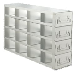 Alkali Scientific&trade; Alkali Scientific&trade; Upright Stainless-Steel Freezer Racks for 3.75″ Cardboard Boxes 4x4 Configuration, 16 Box Capacity