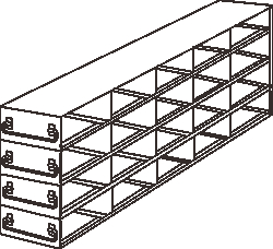 Alkali Scientific&trade; Stainless Steel Upright Freezer Drawer Rack for MATRIX Boxes, FluidX Boxes & Micronic Racks ,5x4 configuration, 20 Box Capacity